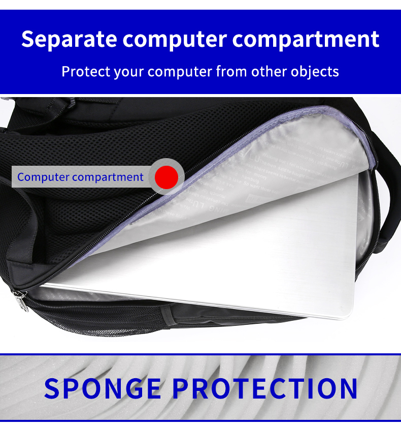 Factory high quality custom logo waterproof and anti theft school bag 15.6 inch Business Laptop Backpack