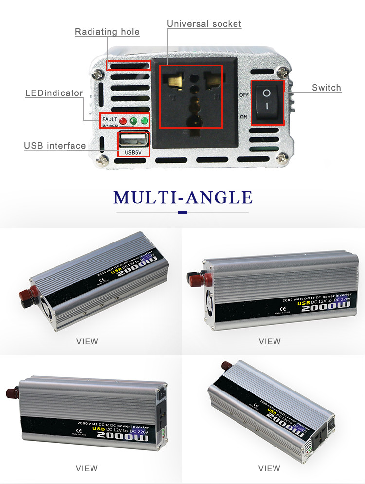 Modified Sine Wave Inverter 12V 24V 48V 60V 72V 2000W high power modified sine wave inverter