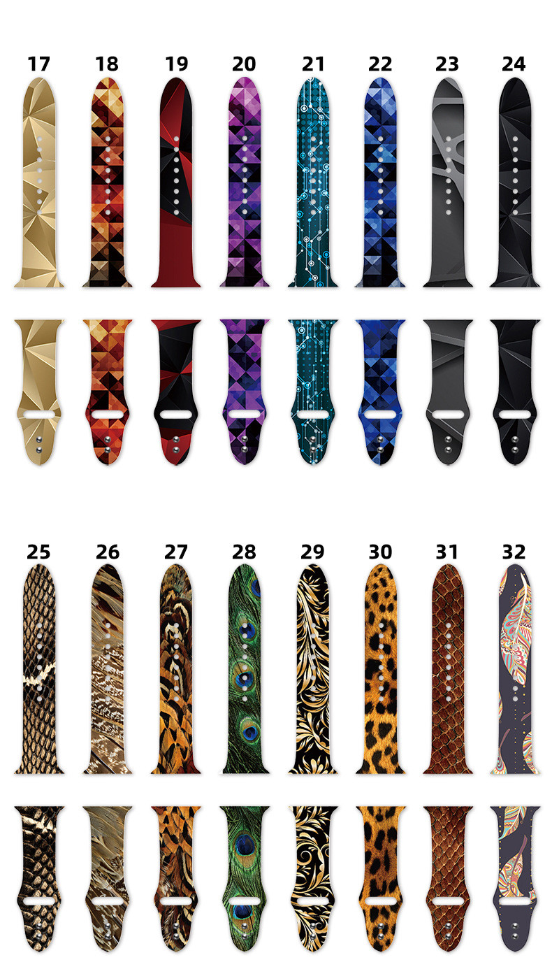 Silicone Material Smart Watch Band For Iwatch 42Mm 44 Mm Pattern Printed