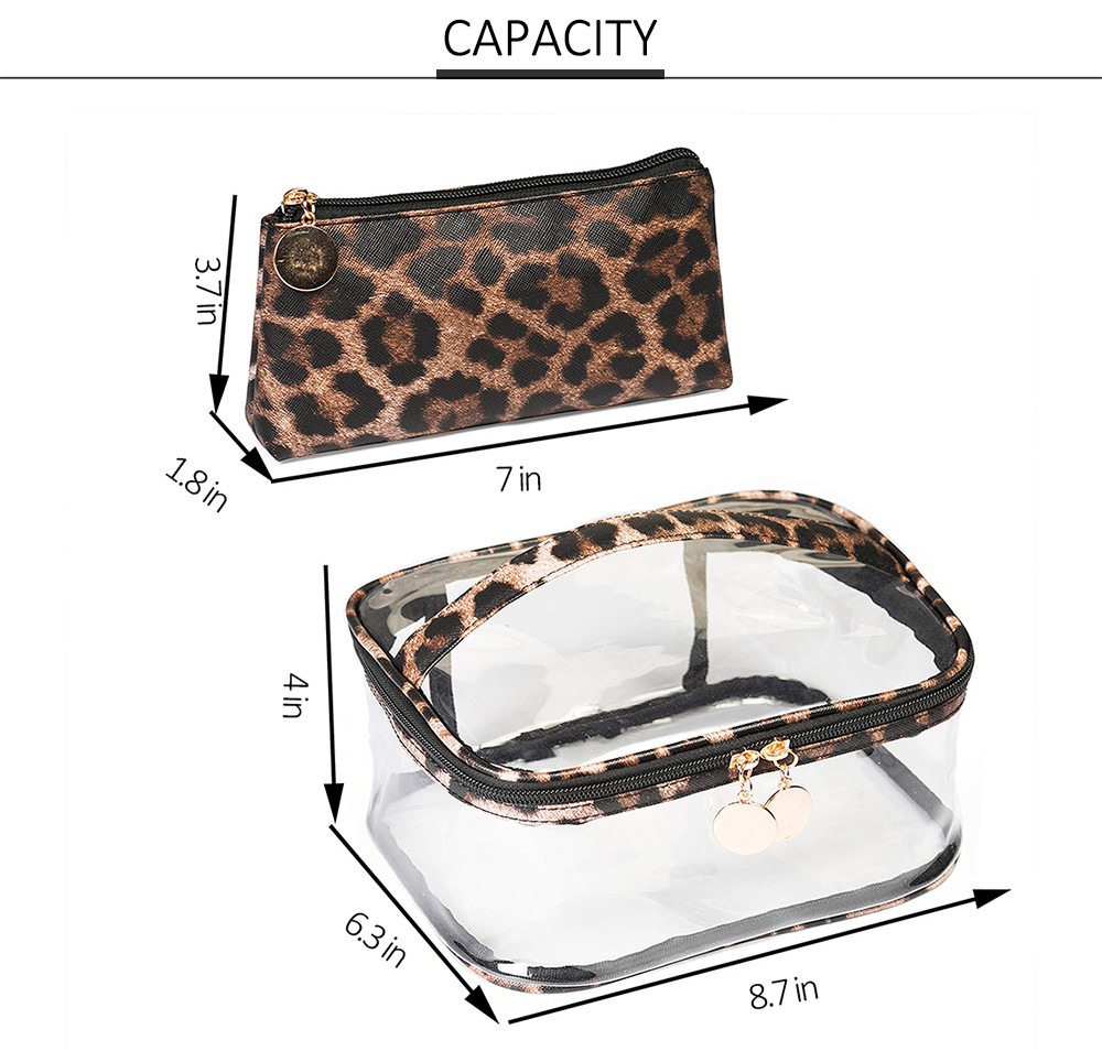 Multifunctional Waterproof Leopard PVC Toiletry Pouch Bag