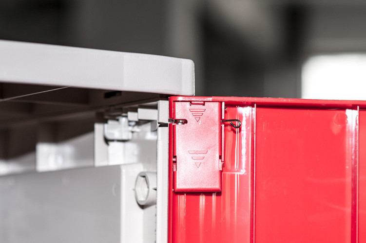 Red 4 Tier Lockers With Keyless Lock , Staff Storage Lockers For Factory