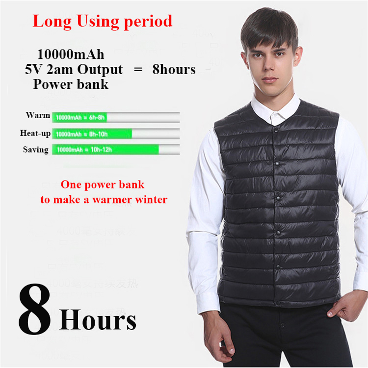 USB Rechargeable Heated Waistcoat Power Bank Heated Vest Outdoor