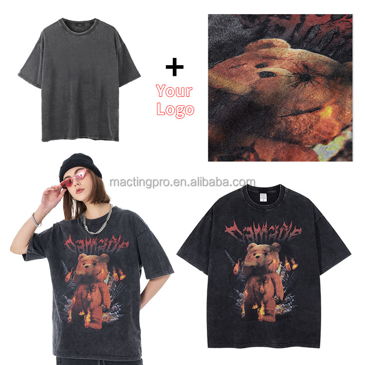100% Cotton Cropped T Shirt Athletic Heavyweight Vintage Acid Wash Sun Faded T Shirt Men Fabric