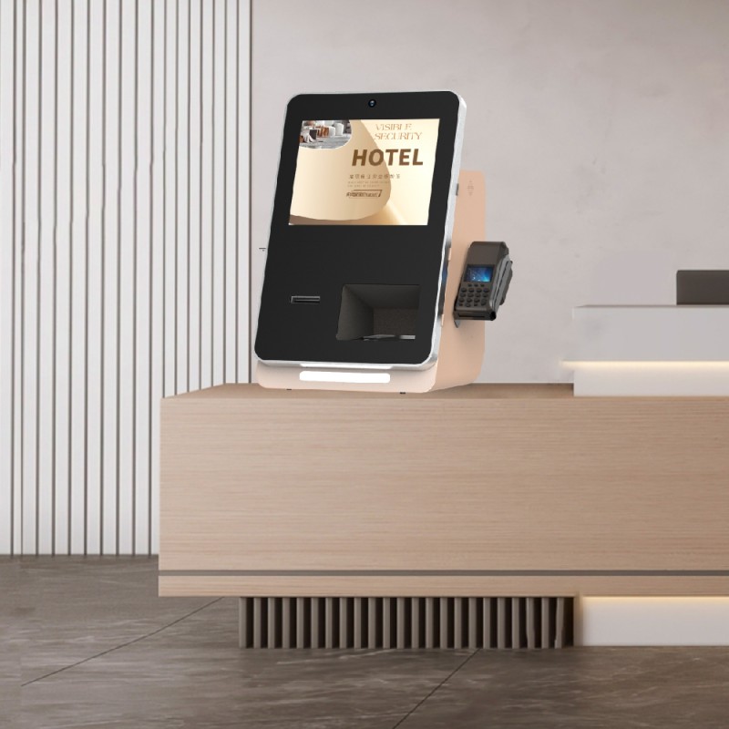15 Inch Hotel Check In Kiosk With Passport Scanner Key Dispenser Key Encoder