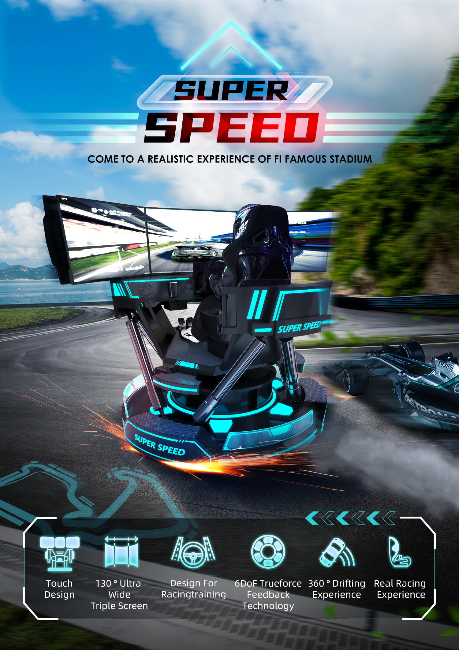 Coin Pusher VR Racing Simulator 9D VR Space Speed Racing Game Machine