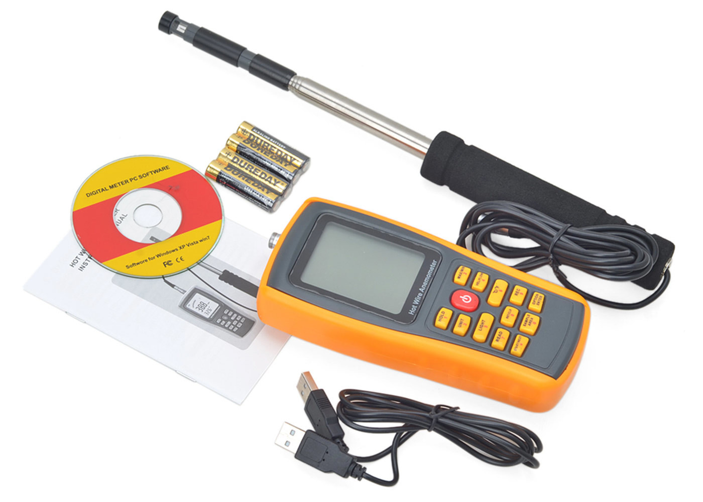 Digital Anemometer Wind Speed Meter Anemometer Wind Speed GaugeTemperature Measure USB Interface Air Temperature MS8903