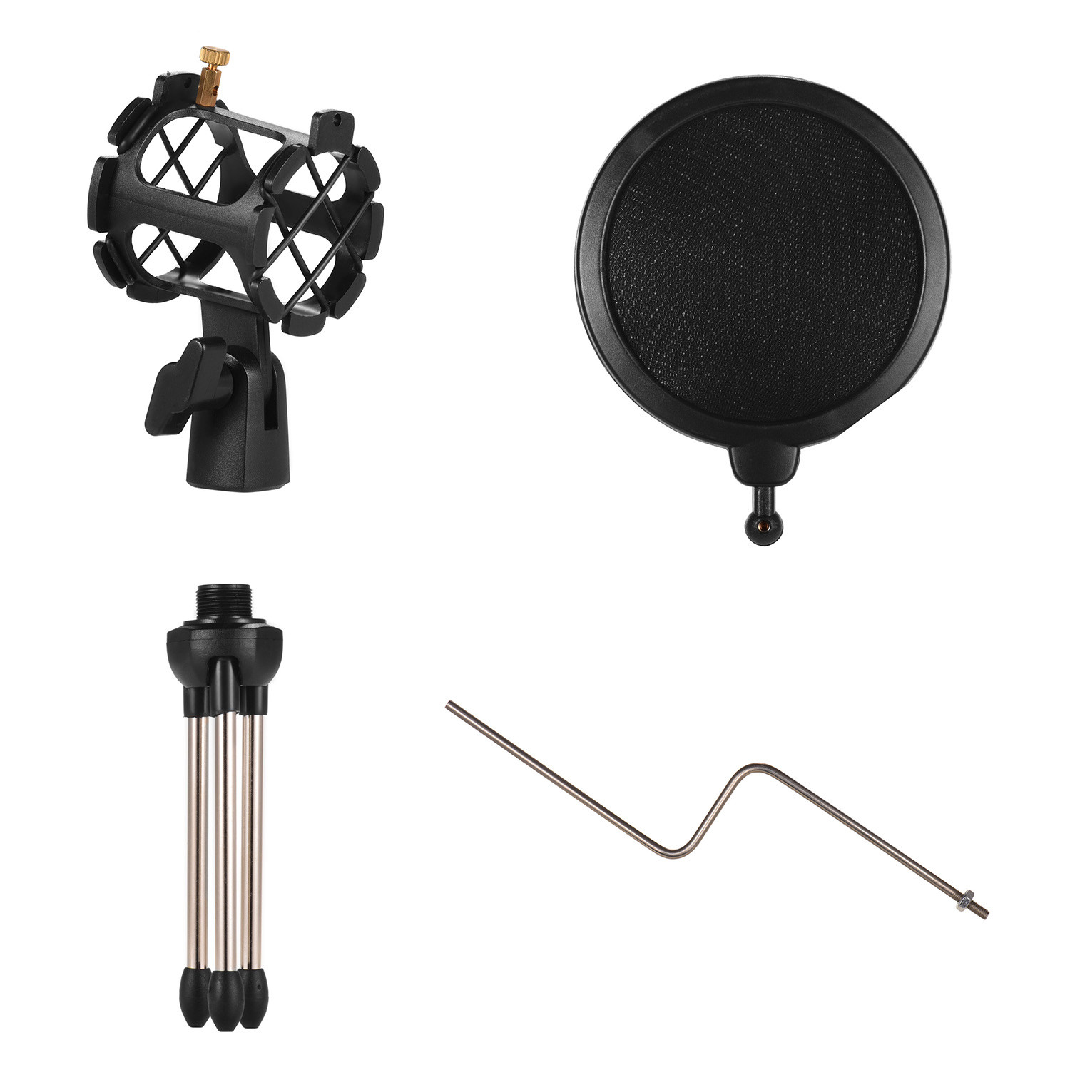 3 Leg 9cm Adjustable Desktop Microphone Stand , Studio Mic Stand And Pop Filter