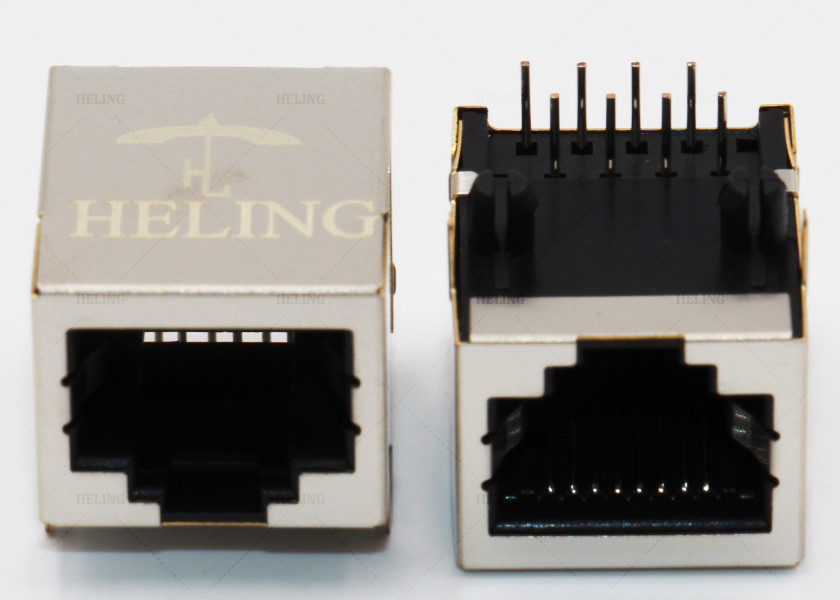 Low Profile RJ45 Tab Up Female Lan Connector Through Hole Customized
