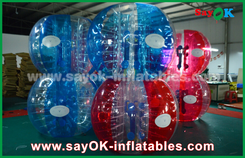 Football Inflatable Games Heat Sealed Blue And Red 0.7mm TPU Inflatable Bubble Ball For Playing