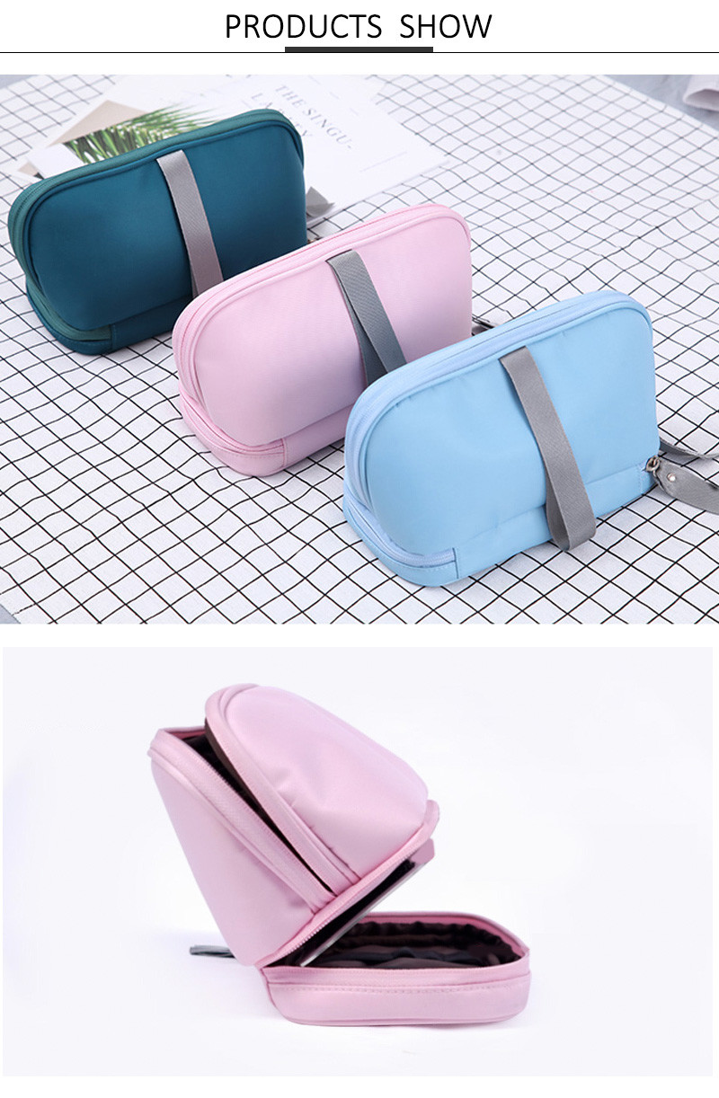 Artist Double Zipper Travel Mirror Polyester Cosmetic Bag