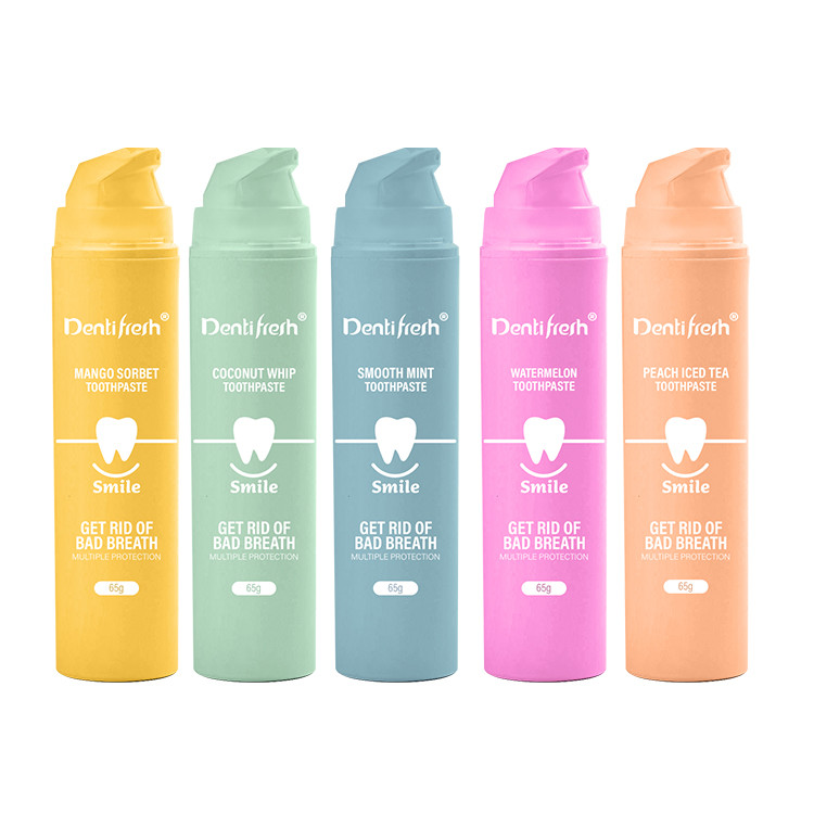Non Irritating Organic Teeth Whitening natural pump bottle Toothpastes Lemon Mango Strawberry Flavor