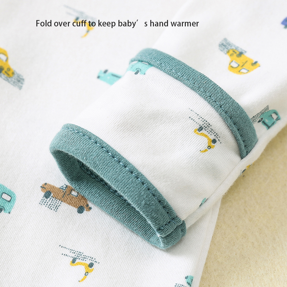 In stock Fold Hand and Snap Feet Design 100% Cotton Baby Romper Jumpsuit Baby Onesie Pajama
