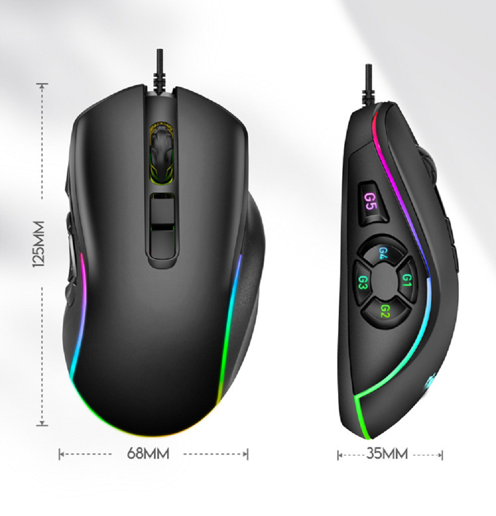 12800 DPI 10 Programmable Keys Keyboards Mouse 12 Lighting Modes Compatible With Multiple Systems For Gamers Professionals Etc
