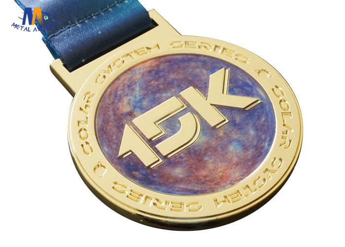 Colorful Printing Custom Sports Medals 15K Medailles With Heat Transfer Ribbon