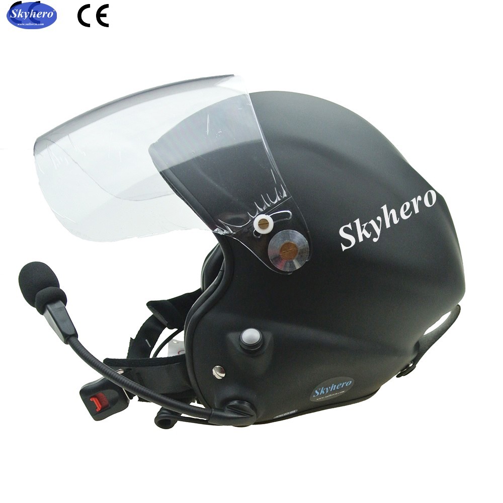 Noise cancel Paramotor helmet Blue with headset blue Open face PPG helmet two side PTT control blue red black