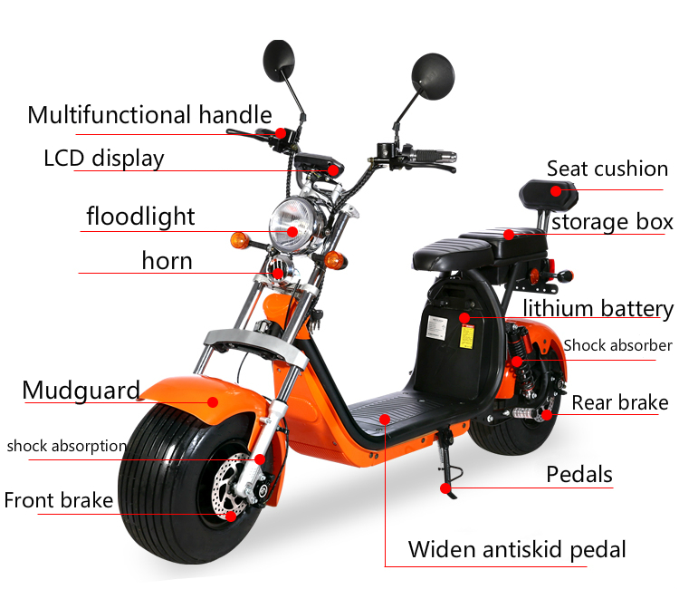 Big Harley Electric Scooter 2000w 1000w 12ah 60v 1500w Harley Coco Bike