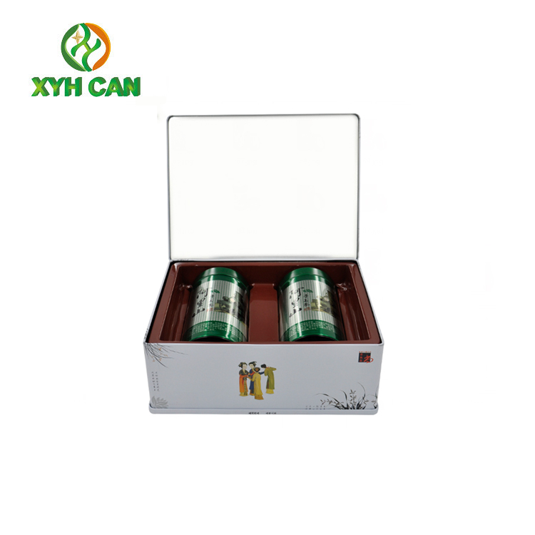 Tea Tin Can Commercial Two Round Tin Plate Containers Box 90×145 mm
