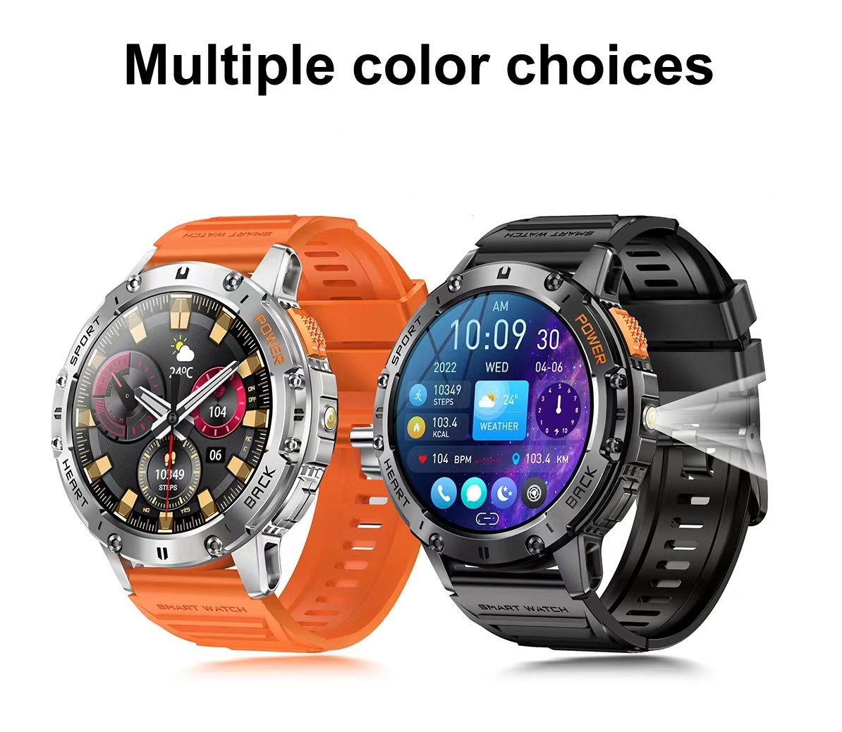 K65 Outdoor Sport Smart Watch With 1.43inch Amoled Screen Flashlight For Android IOS