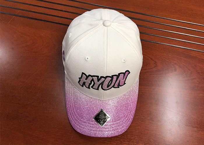 ACE Unisex Adjustable Custom 6 panels Glitter Cloth Embroidery Patch Baseball Curve Bill Cap