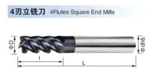 HRC 45 Degree 4 Flutes Tungstan Carbide Endmill