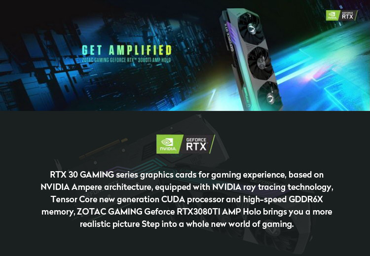 320bit Computer Game Graphics Card ZOTAC GAMING GEFORCE RTX3080 10GB AMP HOLO GE