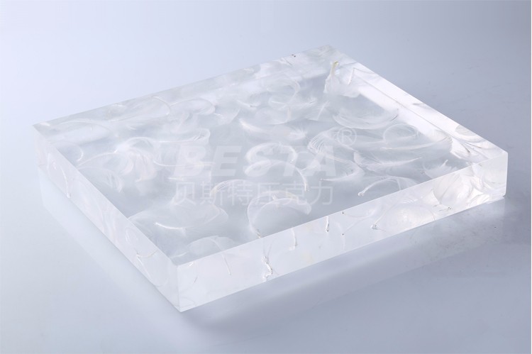 White Feather Effect Decorative Plexiglass Window Panels 15-60mm OEM