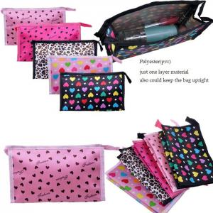Buy cheap Promotional Nylon Dots Printed Travel Cosmetic Bags / Cosmetic Train Cases product