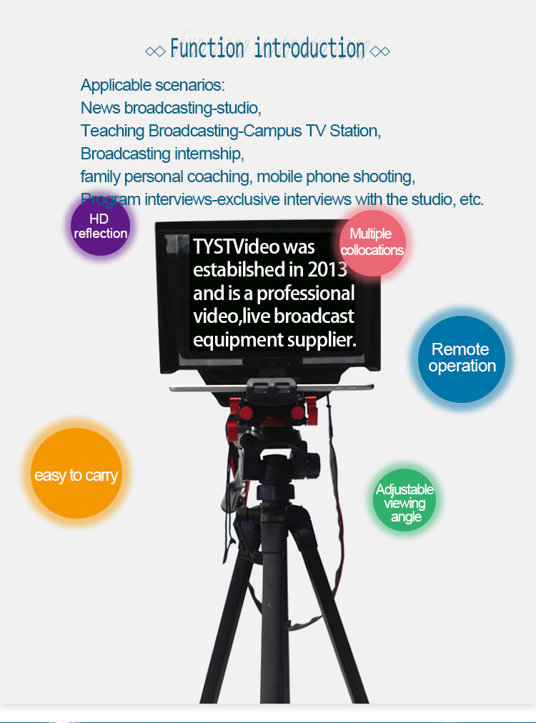 Indoor/Outdoor Interview DSLR Camera Prompter TY330 7-11" Tablet with Remote Control and Flight Case