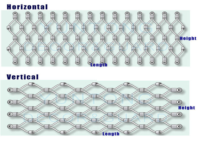 316 High Grade Stainless Steel Ferrule Rope Mesh Balustrade 1.5mm 60x60mm