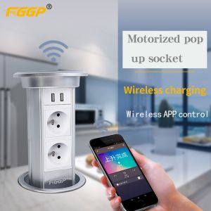 Buy cheap Retractable Tabletop Hidden Vertical Electrical Socket With USB Port product