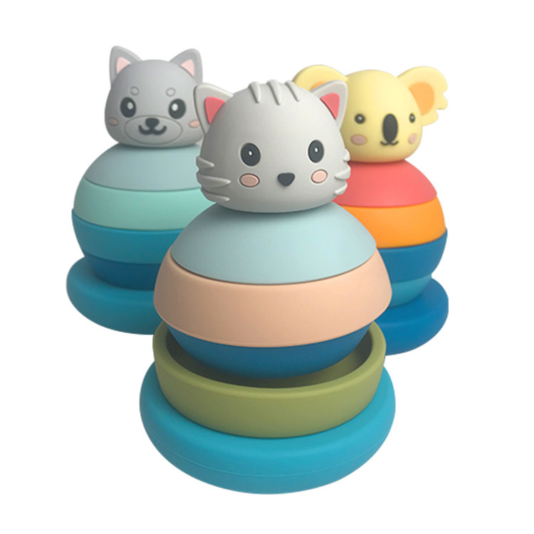 Montessori Educational Silicone Stacking Blocks Toy For Kids Learning