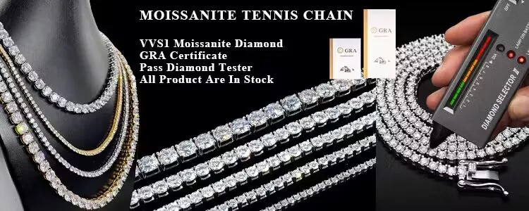 Fine Jewelry Moissanite Tennis Necklace Vvs Moissanite Custom Pendant