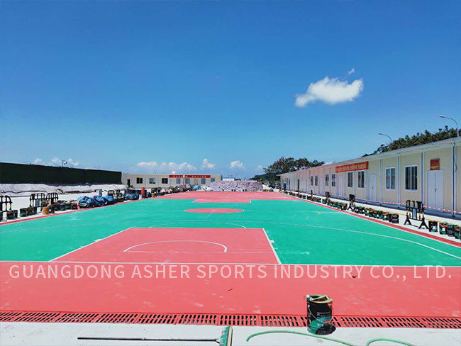 Outdoor Paint SPU Flooring Material 8mm Thickness For Basketball Court