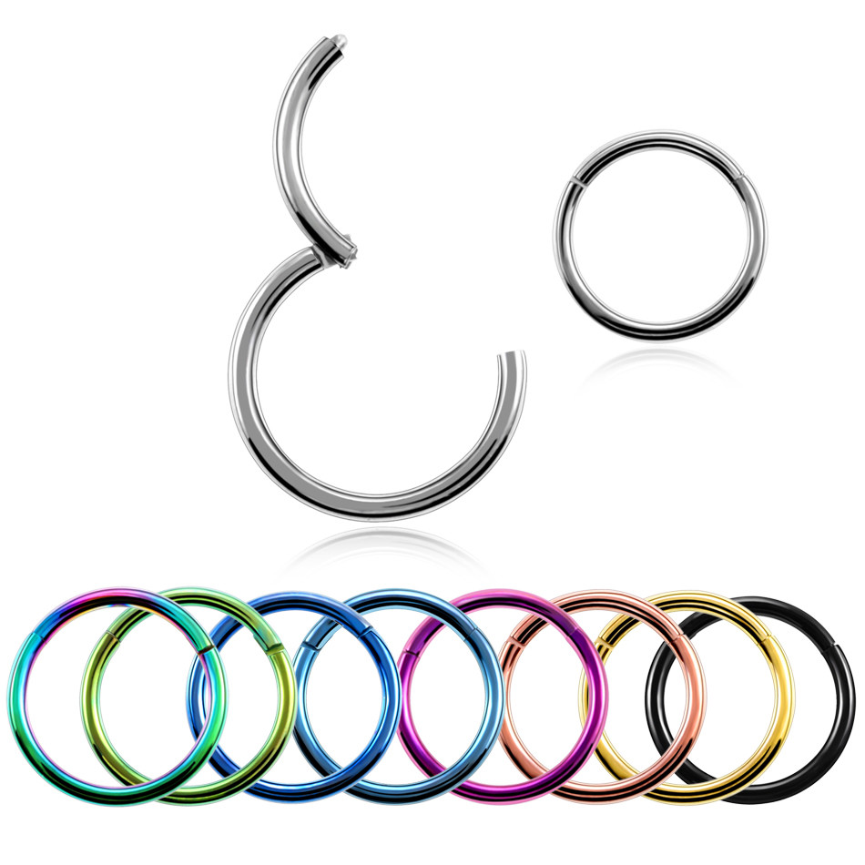 Titanium Hinged Segment Nose Ring 16g&14g Nipple Clicker Ear Cartilage Tragus Helix Lip Piercing Unisex Fashion Jewelry