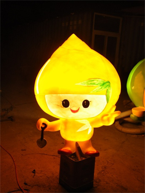 3D Custom Fiberglass Sculptures Garden LED Cartoon Character Lamps