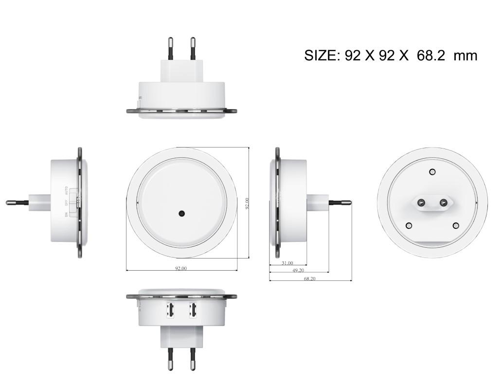 4100K 20lm Plug In Motion Activated Light / Wall Outlet Motion Sensor Light