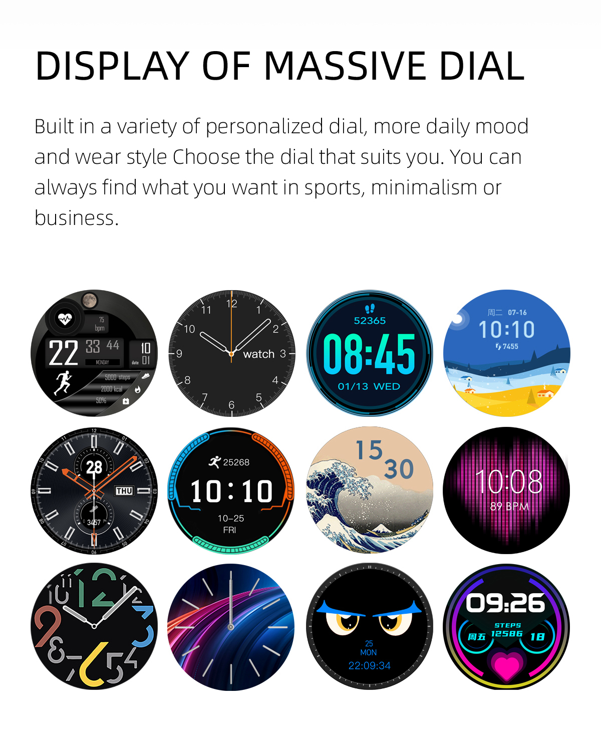 Auto Focus 1.28inch Touch Screen Smart Bracelet With Alarm Clock
