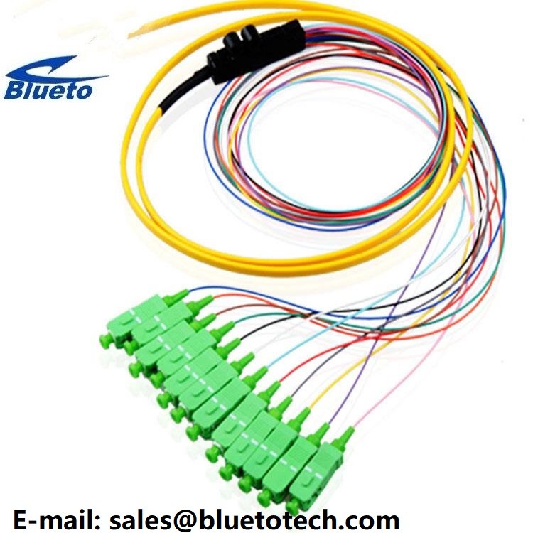 12Fiber Ribbon Fiber Pigtail SC/APC Fiber Optic Pigtail 12colors Ribbon Fan Out Kit 0.9mm