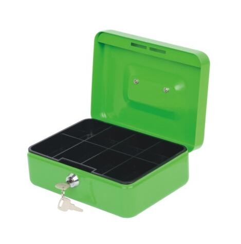 8" Metal Cash Box With Key Lock Money Coin Safe Box For Office Supplies