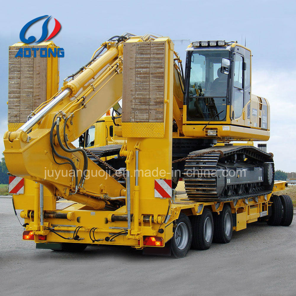 Max Payload 45 100 Tons 3 Axles Low Bed Semi Trailer for Excavator in South Africa