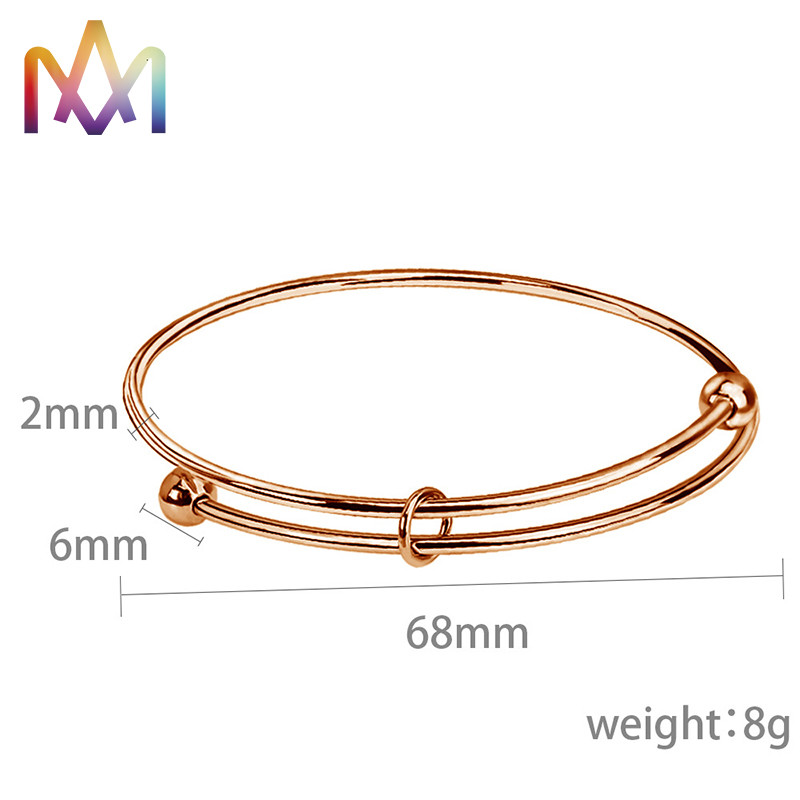 68mm SS304 Expandable Charm Bangle Bracelets For Girls