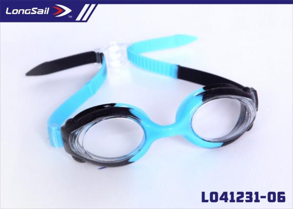 Quality Blue And Black Anti-Fog Mirrored Kids Mouldproof Swimming Goggles With Seperate, Adjustable Headstrap for sale