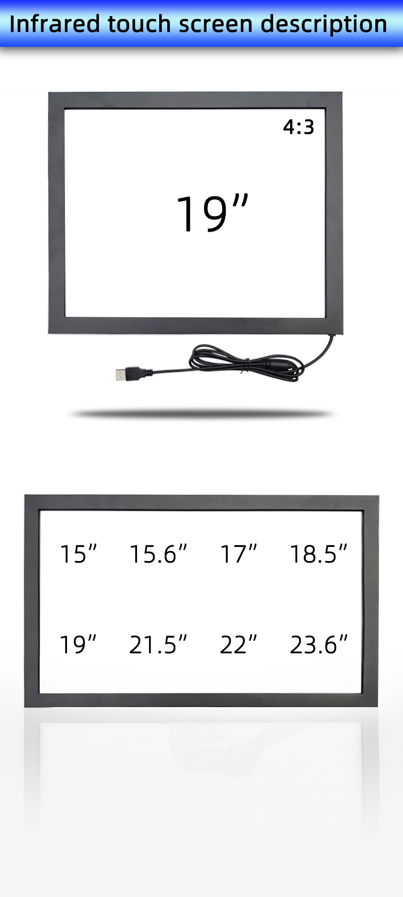 Interactive DIY IR Touch Frame 19 Inch 4:3 Ratio For Gaming