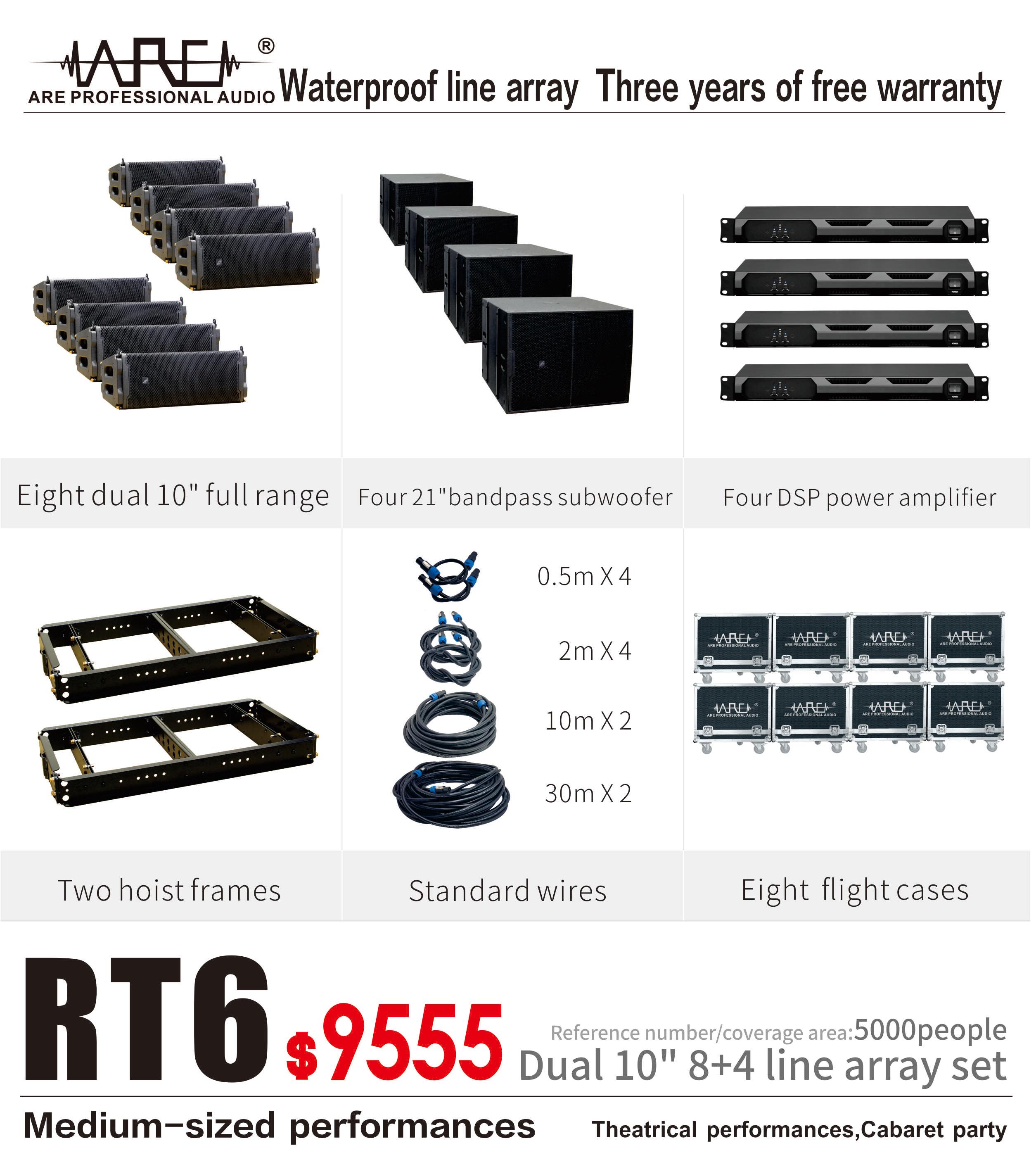 ARE AUDIO passive dual 10 inch premium outdoor line array speaker sound systems for camping