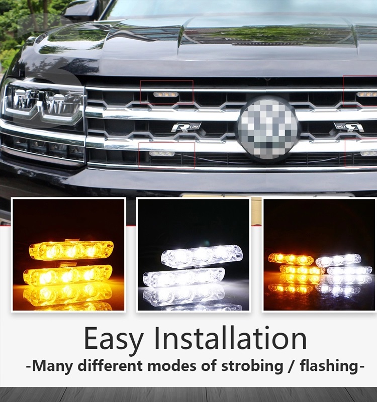 Auto 8000K 240lm LED Strobe Warning Lights Wireless Remote