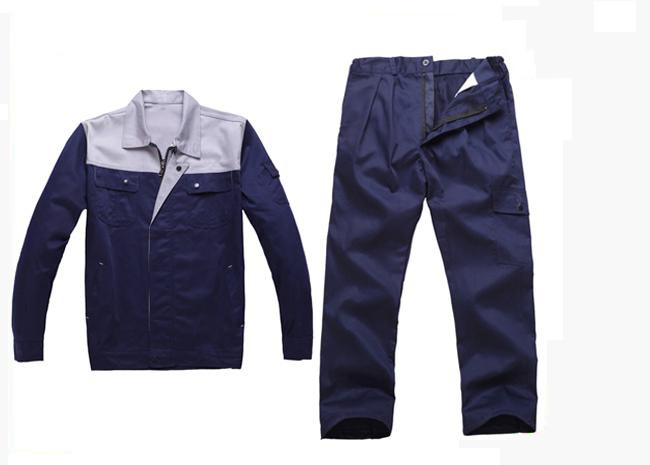 Blended Cotton Pleated Waist Industrial Work Uniforms , Long Sleeve Workwear