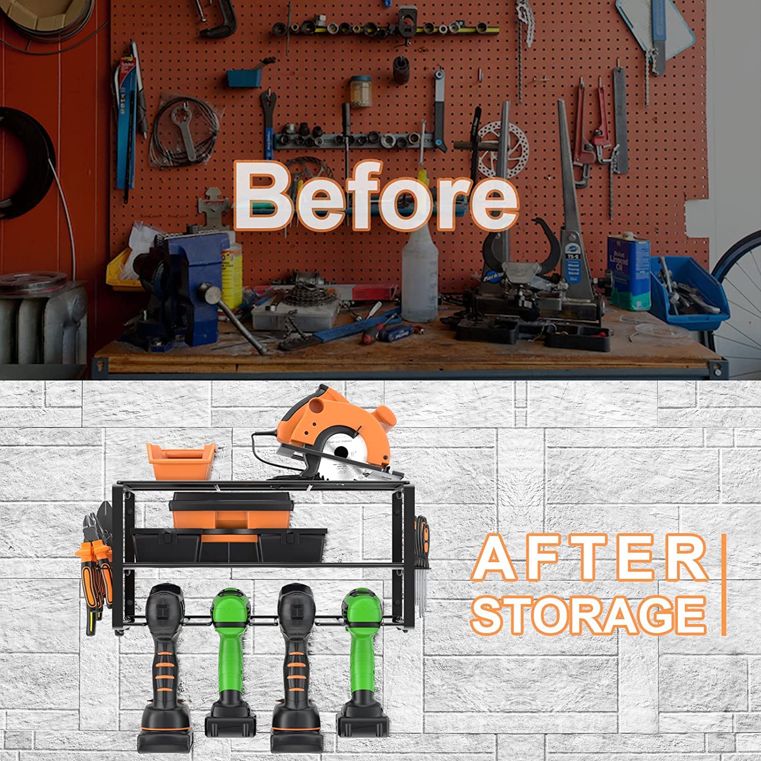 Power Tool Organizer Wall Mount Drill Holder for Non-folding Rack Classification