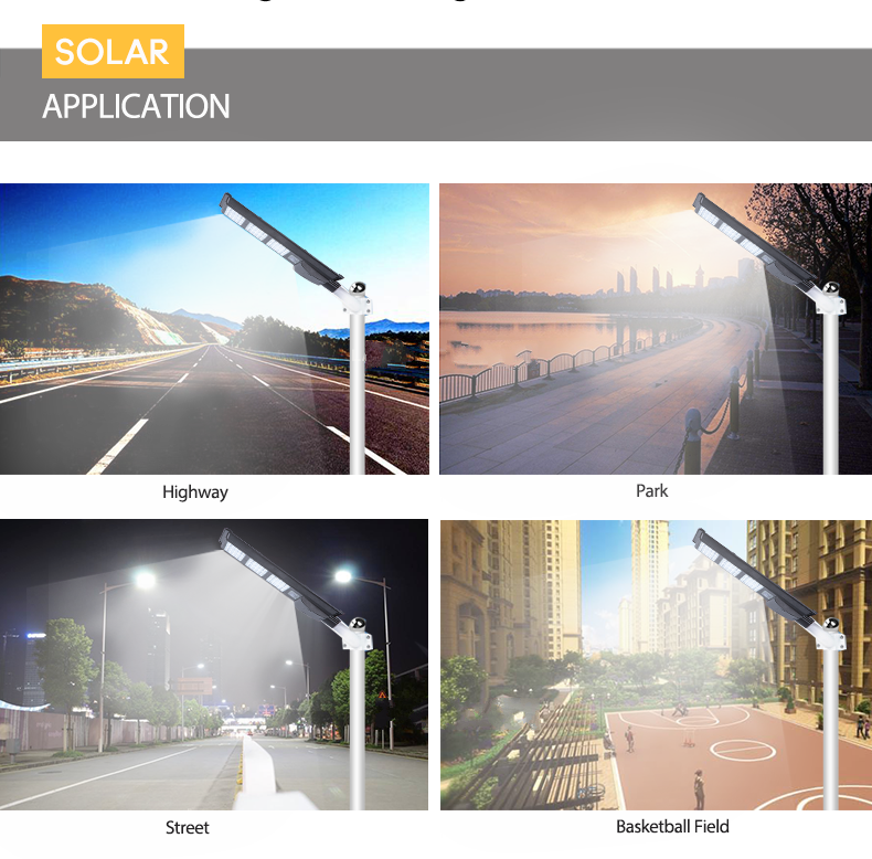 Waterproof IP66 High Bright 100W 200W 300W Outdoor Automatic Sensor Solar Street Light