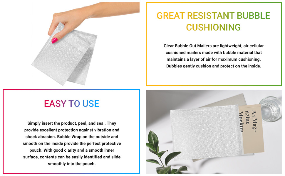 ABC Self-Sealing Bubble Out Bags Bath Bomb Bags Packing Sheets for Dishes Bubble Wrap Pouches Dishes