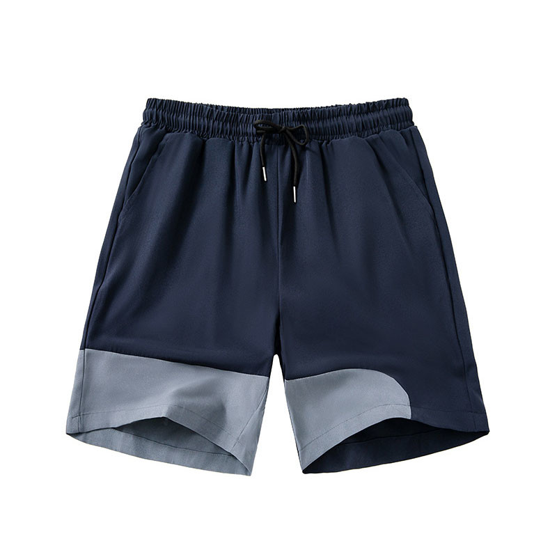 Men Loose Quick Drying Cropped Beach Pants Casual Solid Color Splicing